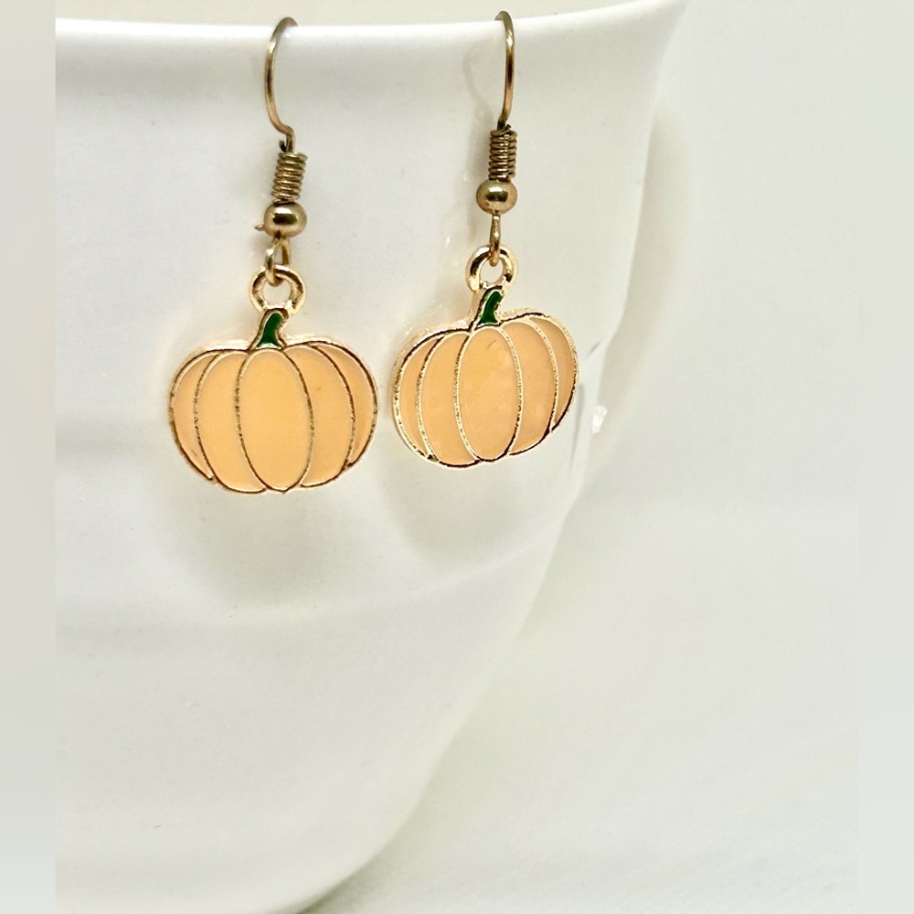 Halloween Orange Pumpkin Charm Dangle Earrings